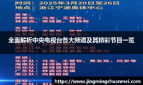 全面解析中央电视台各大频道及其精彩节目一览